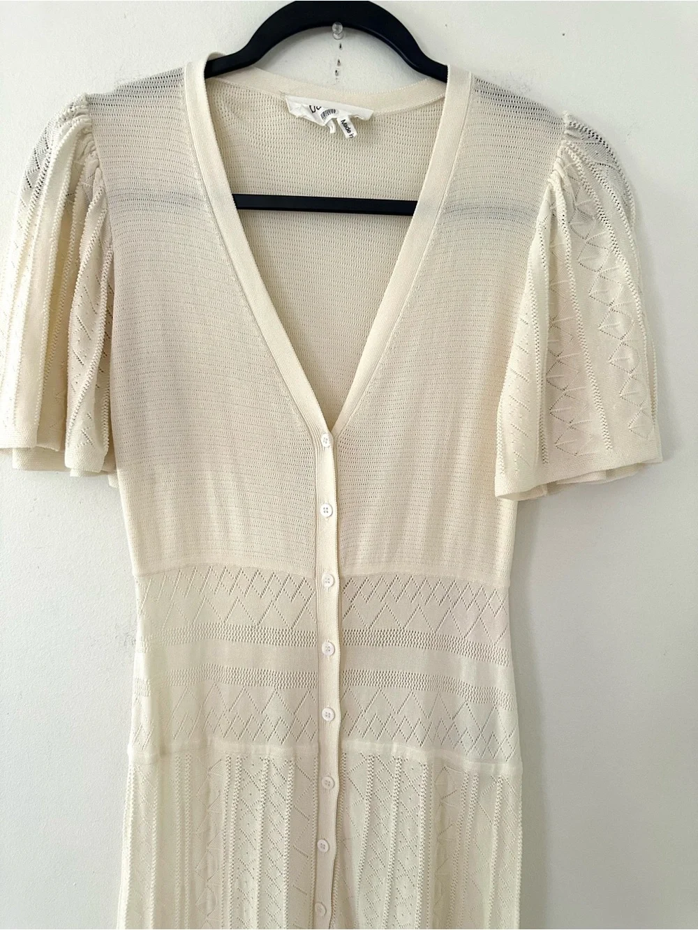 ba&sh AVIVA romantic feminine minimalist Knit maxi dress V-Neck ecru - Picture 6 of 7